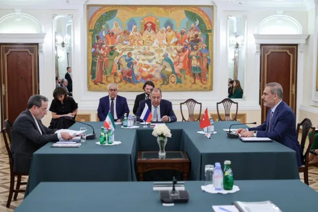 The foreign ministers of Türkiye, Russia and Iran meet in New York in September. (Turkish Foreign Ministry) 