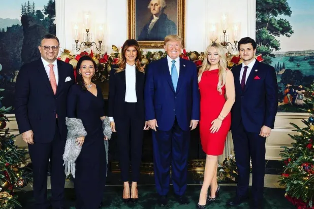 From right to left: Michael Boulos, Tiffany Trump, Donald Trump, Melania Trump, Sara Zuhair Fadoul and Massad Boulos. (Social media) 