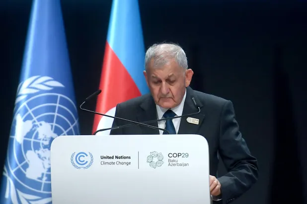 الرئيس عبد اللطيف رشيد خلال مشاركته في قمة المناخ (موقع رئاسة الجمهورية)