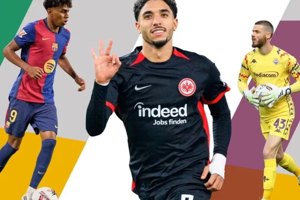 دي خيا (يمين) ومرموش ولامين جمال اثلاثي الأبرز في تقييم "هو سكورد"  (غيتي)