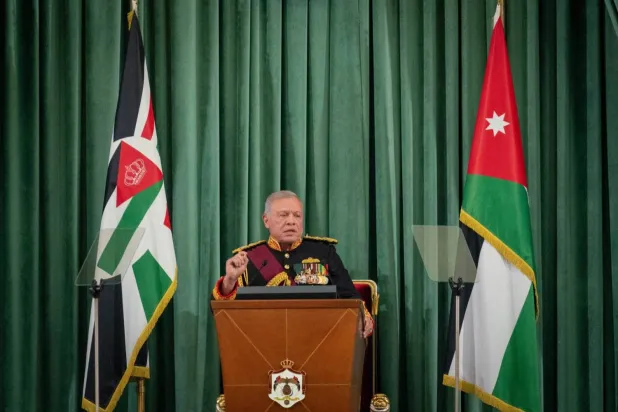 The Jordanian monarch opens the first parliamentary session of the 20th House of Representatives. (Reuters)