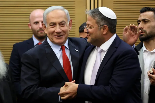 رئيس الوزراء الإسرائيلي بنيامين نتنياهو ووزير الأمن القومي إيتمار بن غفير (وسائل إعلام إسرائيلية)