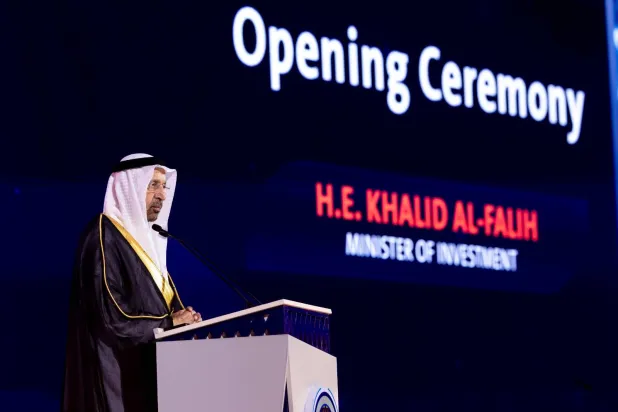 وزير الاستثمار السعودي خالد الفالح خلال مؤتمر الاستثمار المقام في العاصمة السعودية الرياض (وزارة الاستثمار)