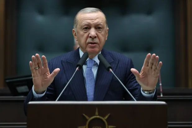 الرئيس التركي رجب طيب إردوغان متحدثاً خلال اجتماع المجموعة البرلمانية لحزب العدالة والتنمية الأربعاء (الرئاسة التركية)