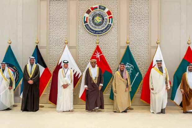 وزراء الخارجية لدول مجلس التعاون الخليجي بعد اجتماعهم في الكويت (كونا)