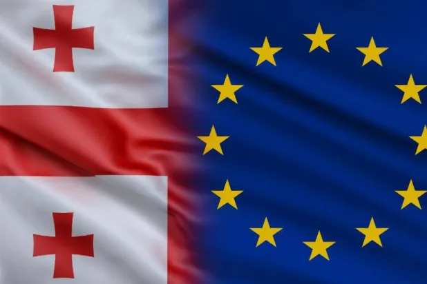 صورة تجمع بين علمي جورجيا والاتحاد الأوروبي (موقع تابع للتكتل الأوروبي)