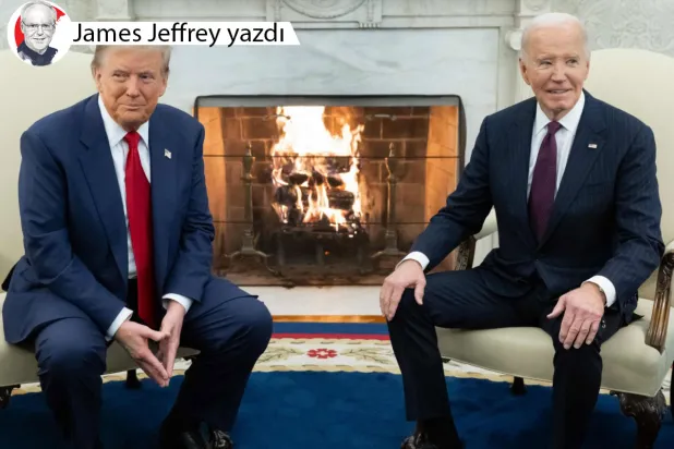 ABD Başkanı Joe Biden, yeniden başkan seçilen Donald Trump ile Beyaz Saray Oval Ofis'te bir araya geldi, 13 Kasım 2024 (AFP)