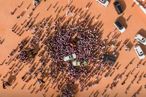 مزايين الإبل تعرض بمختلف ألوانها وفئاتها وسط أجواء تنافسية تجذب الملاك والزوار من شتى أنحاء العالم (واس)