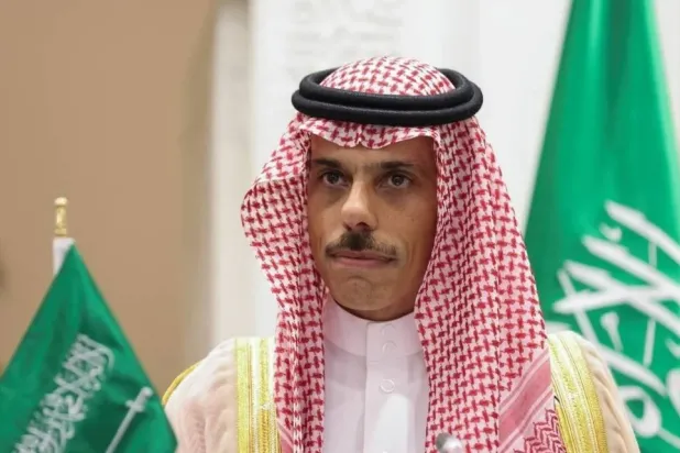 Saudi Foreign Minister Prince Faisal bin Farhan bin Abdullah attends a press conference in Riyadh, Saudi Arabia, August 17, 2023. (Reuters)
