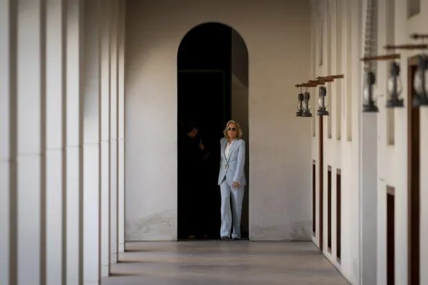 First lady Jill Biden visits Kasr Al Hosn Fort, in Abu Dhabi, United Arab Emirates, Thursday, Dec. 5, 2024. (AP Photo/Altaf Qadri)