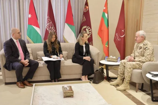 On Tuesday, Jordan's Chairman of the Joint Chiefs of Staff, Major General Yousef Ahmed Al-Hunaiti, received the Director of Cooperation for the US Export Control and Border Security Program (Joint Chiefs of Staff website)
