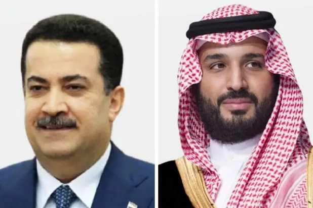ولي العهد السعودي الأمير محمد بن سلمان ورئيس الوزراء العراقي محمد السوداني (الخارجية السعودية)
