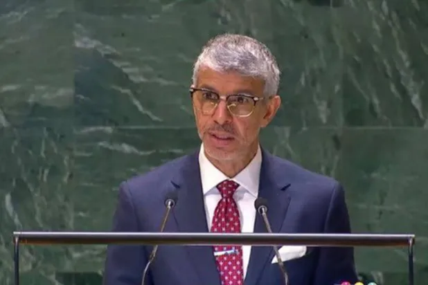 السفير عبد العزيز الواصل يلقي بياناً أمام الجمعية العامة (وفد السعودية لدى الأمم المتحدة بنيويورك)