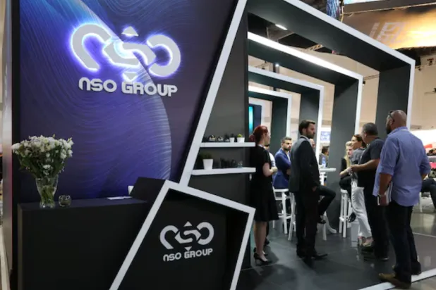 Israeli cyber firm NSO Group's exhibition stand is seen at "ISDEF 2019", an international defense and homeland security expo, in Tel Aviv, Israel June 4, 2019. REUTERS/Keren Manor/File Photo 