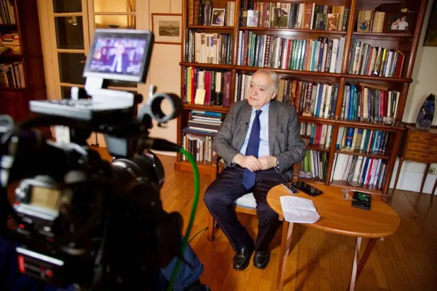 Former Minister Ghassan Salame speaks to Asharq Al-Awsat. (Asharq Al-Awsat)