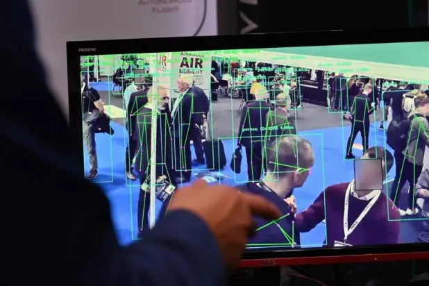 A facial recognition system using AI. Getty