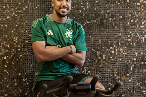 سالم الدوسري قائد الأخضر في الحصة التدريبية الاسترجاعية (المنتخب السعودي)