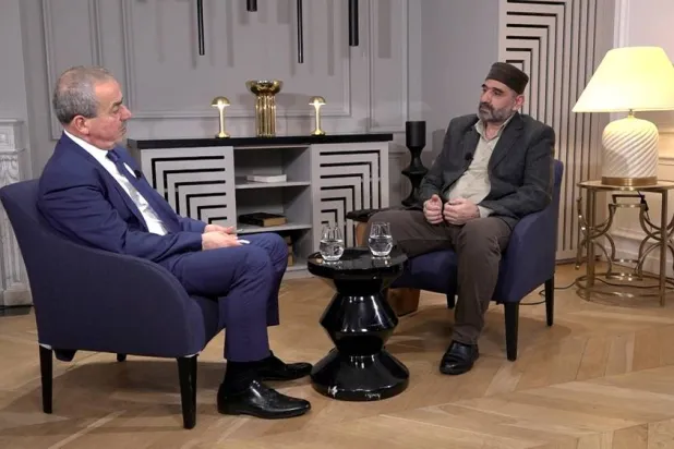 Osama Othman sits down for an interview with Asharq Al-Awsat Editor-in-Chief Ghassan Charbel. (Asharq Al-Awsat) 