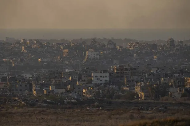 Destroyed buildings in the Gaza Strip as seen from southern Israel, Wednesday, Jan. 1, 2025. (AP)
