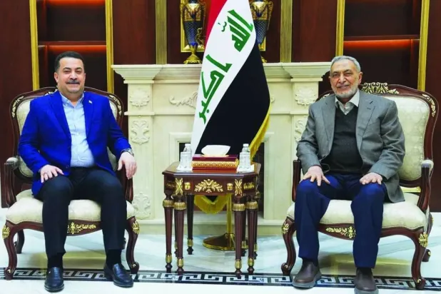 Iraqi Prime Minister Mohammed Shia al-Sudani meets with parliament Speaker Dr. Mahmoud al-Mashhadani on Friday. (Government's press office)