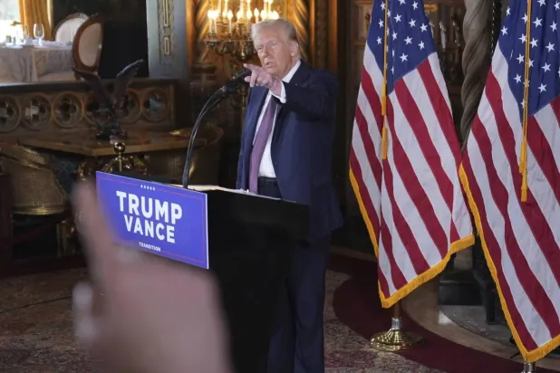 President-elect Donald Trump speaks during a wide-ranging news conference at his Mar-a-Lago estate in Florida on Tuesday (AP)