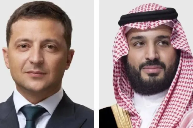 الأمير محمد بن سلمان والرئيس فولوديمير زيلينسكي (الخارجية السعودية)