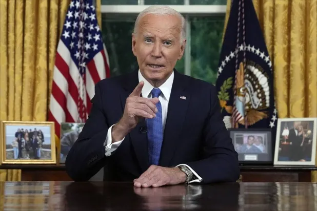 President Joe Biden addresses the nation from the Oval Office of the White House in Washington, July 24, 2024, about his decision to drop his Democratic presidential reelection bid. (AP)