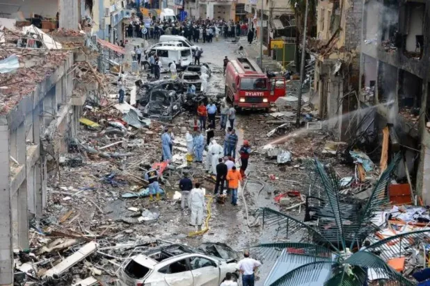 The site of the blast in the town of Reyhanli in Hatay province, near the Turkish-Syrian border