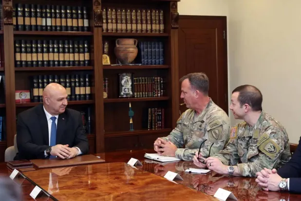 President Joseph Aoun meets with US Central Command Commander General Kurilla on Monday. (EPA) 