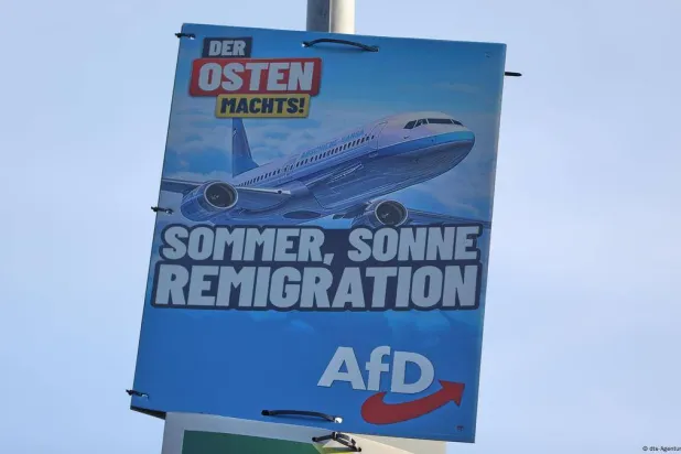 أحد منشورات حزب «البديل من أجل ألمانيا» المناهضة للهجرة (د.ب.أ)