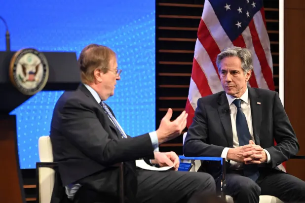 وزير الخارجية الأميركي أنتوني بلينكن يتحدث خلال فعالية في العاصمة الأميركية 14 يناير 2025 (أ.ف.ب)