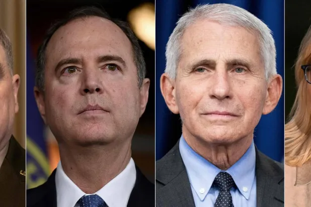 صورة لشخصيات طالها عفو الرئيس بايدن الاثنين وهم (من اليمين) ليز تشيني وأنتوني فاوتشي وآدم شيف وليز تشيني (أ.ف.ب)