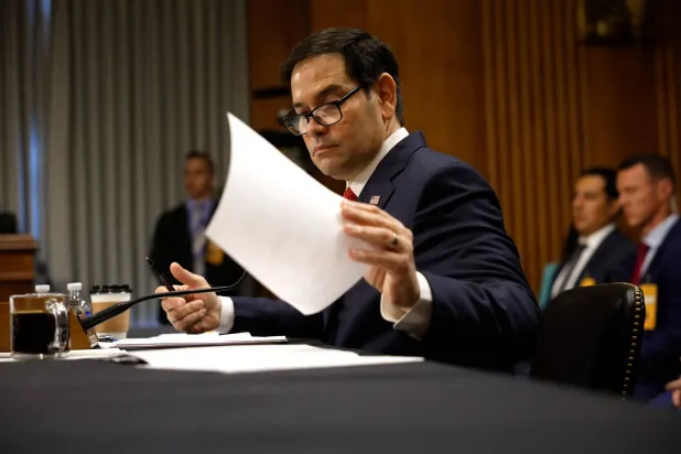 وزير الخارجية ماركو روبيو خلال جلسة استماع للجنة العلاقات الخارجية بمجلس الشيوخ (أ.ف.ب)