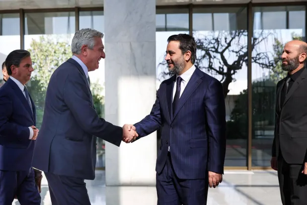 المفوض السامي للأمم المتحدة لشؤون اللاجئين فيليبو غراندي وأسعد الشيباني وزير الخارجية السوري (سانا)