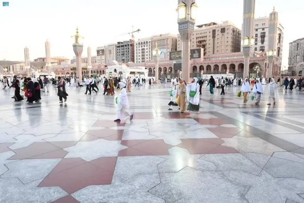 Hotels and shops are seen near the Prophet's Mosque in Madinah. (SPA)
