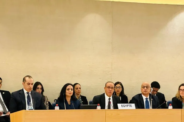 الوفد المصري خلال مناقشة تقرير المراجعة الدورية الشاملة بالمجلس الدولي لحقوق الإنسان (الخارجية المصرية)