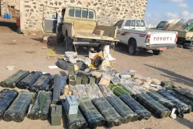 Mortar shells and other ammunition that were being sent to the Houthis (State Media)