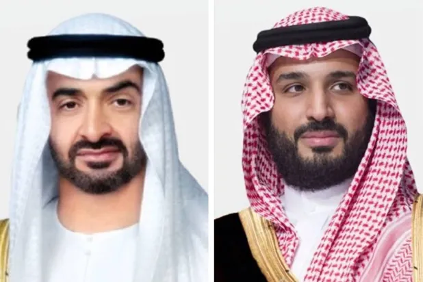 ولي العهد السعودي الأمير محمد بن سلمان والرئيس الإماراتي الشيخ محمد بن زايد (الخارجية السعودية)