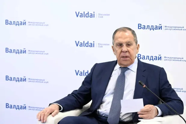 Russian Foreign Minister Sergei Lavrov speaks at the 14th Middle East Conference on the sidelines of Valdai International Discussion Club. (Sputnik)