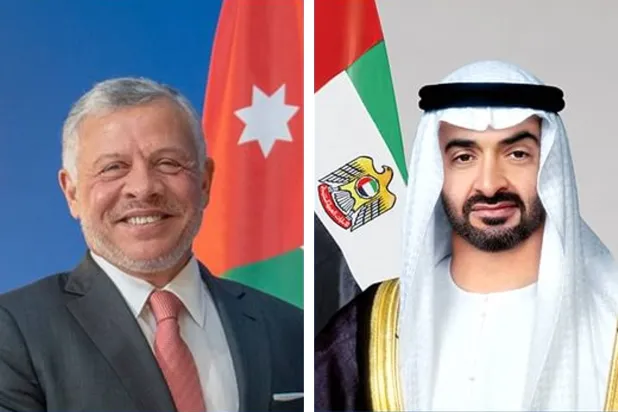 الشيخ محمد بن زايد والملك عبد الله الثاني بن الحسين (وام)