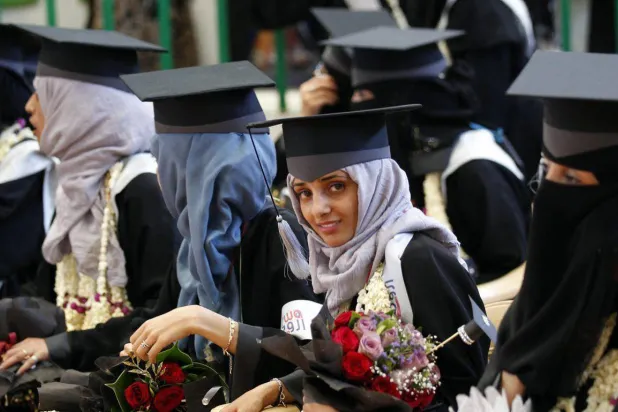طالبات في جامعة صنعاء (غيتي)