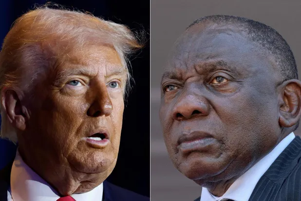 صورة مركبة لرئيس جنوب أفريقيا سيريل رامافوزا والرئيس الأميركي دونالد ترمب (ا.ف.ب)