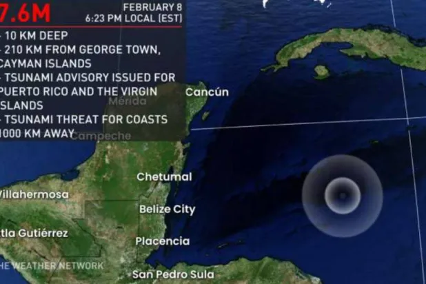 خريطة مؤشرات وقوع الزلزال (وسائل إعلام محلية)