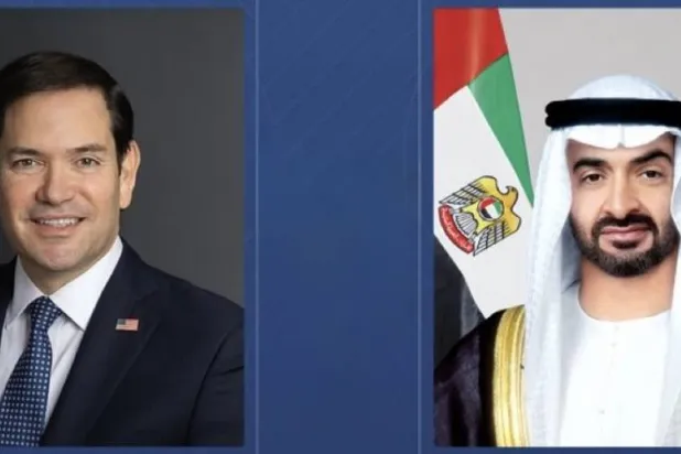 الشيخ محمد بن زايد آل نهيان رئيس دولة الإمارات ووزير الخارجية الأميركي ماركو روبيو (وام)