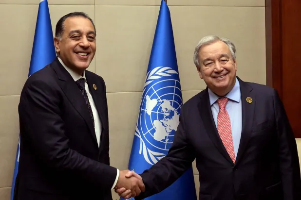رئيس الوزراء المصري مصطفى مدبولي والأمين العام للأمم المتحدة أنطونيو غوتيريش في أديس أبابا (الخارجية المصرية)
