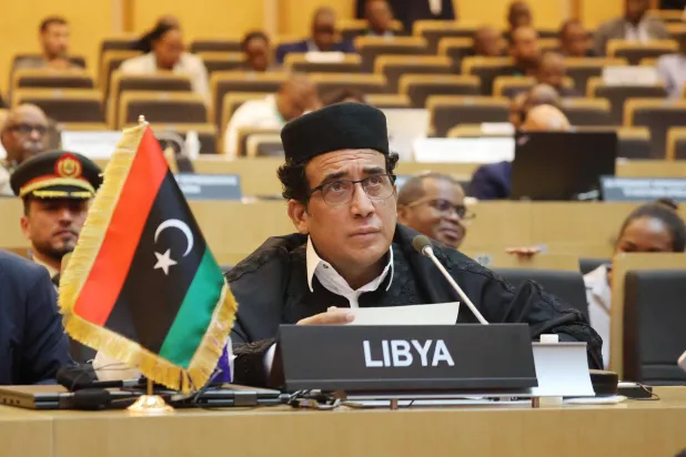 المنفي خلال كلمته أمام القمة الأفريقية (المجلس الرئاسي الليبي)