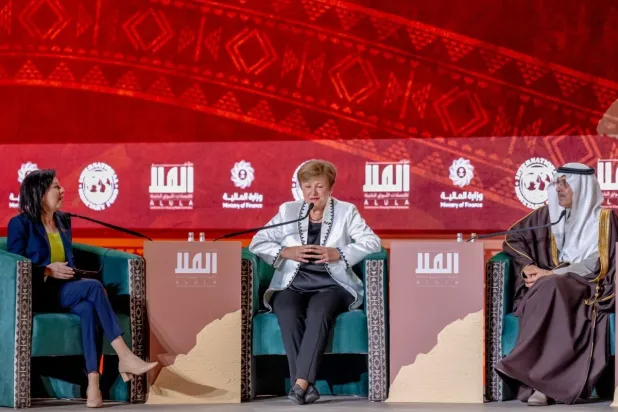 الجدعان وغورغييفا في الجلسة الختامية لـ"مؤتمر العُلا" (مؤتمر العُلا)