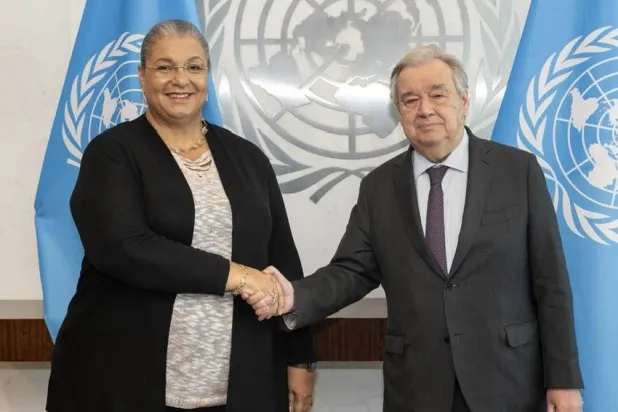 غوتيريش خلال استقبال تيتيه (الأمم المتحدة)