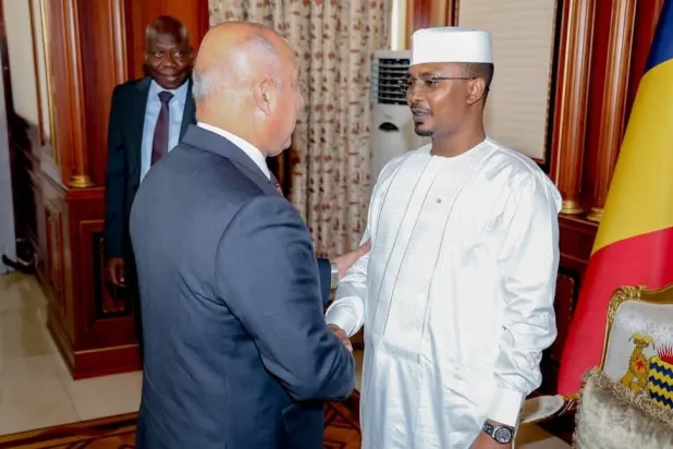 الرئيس التشادي خلال استقباله نائب رئيس الوزراء المصري (مجلس الوزراء المصري)