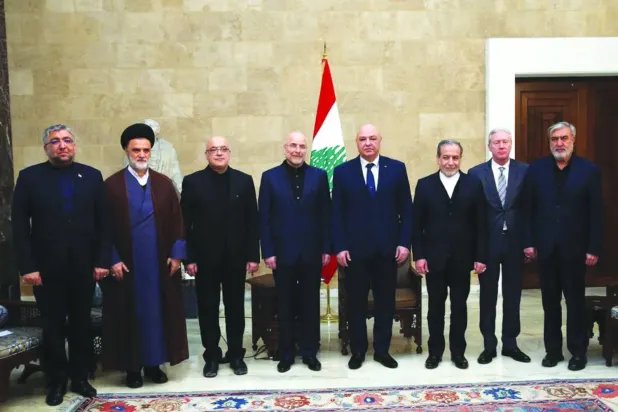 Lübnan Devlet Başkanı Joseph Avn, İran heyetiyle birlikte (Lübnan Cumhurbaşkanlığı)